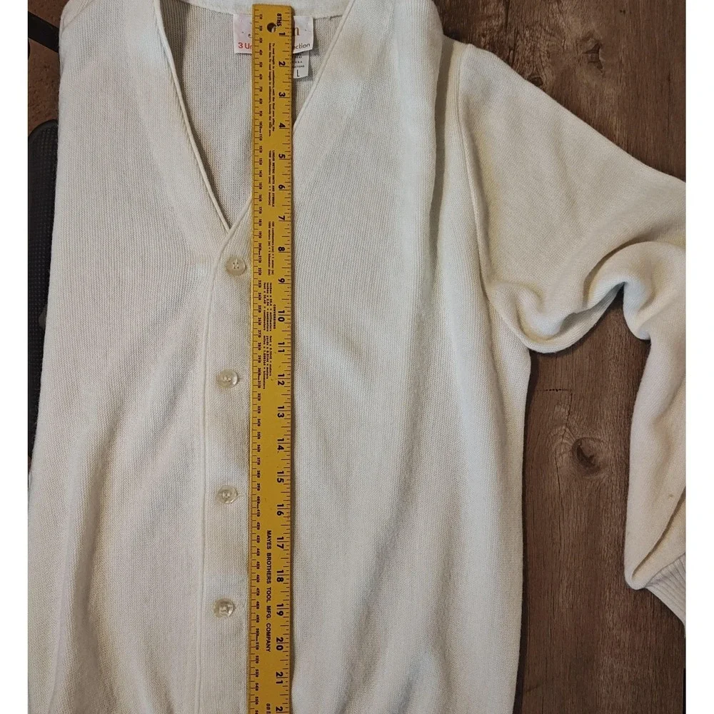 Jantzen Cardigan Sweater Mens Large White V Neck Button Front‎ Made in USA Golf
